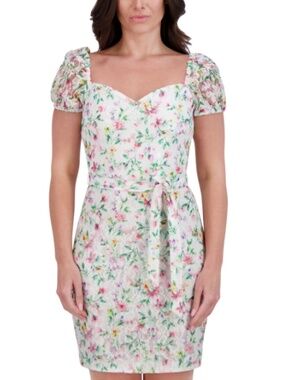 Kensie Womens Printed Lace Mini Dress White
